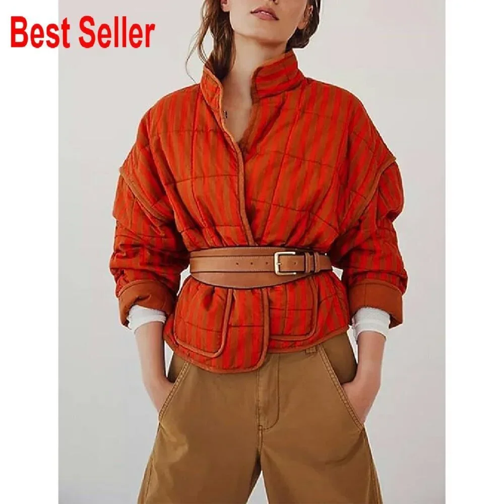Cropped Floral Puffer Jacket Lightweight Quilted Coat Open Front Long Sleeve